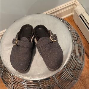 Gray Quilted Slip-On Clogs